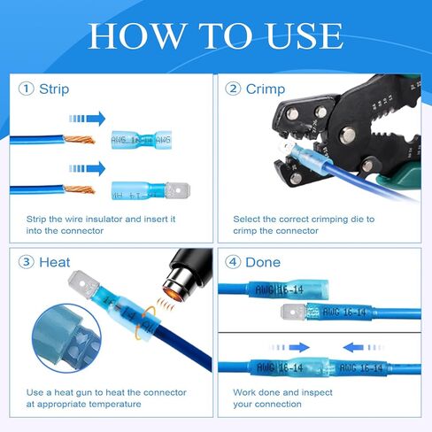 320PCS Heat Shrink Disconnect Connectors kit, Male & Female Blade/Spade Wire Terminals, Quick Disconnect Crimp Wire Connectors for Marine Wiring/Electrical Projects in Saudi Arabia