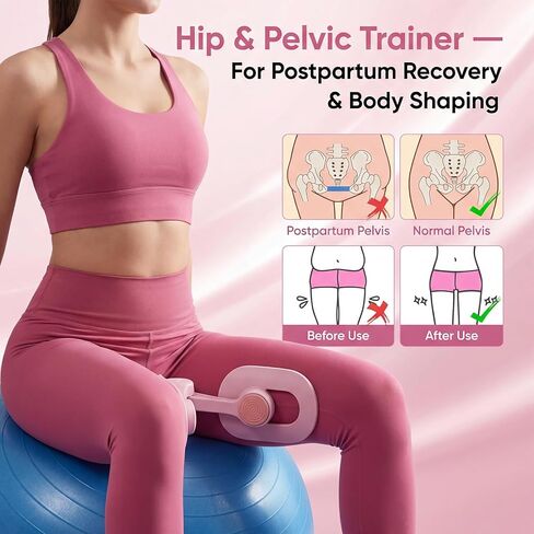 Pelvic Floor Exerciser for Women, Inner Thigh & Glute Trainer, Adjustable Resistance, Quiet Auto-Return, Portable Hip Trainer for Leg/Butt/Arm Workouts at Home or Office in Kuwait