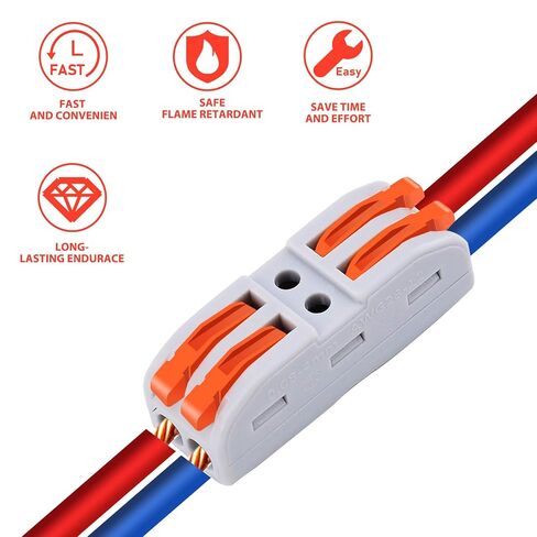 Wire Connectors,20PK Wire Connection,Nineleaf Push Quick Electrical Cable Connectors Working Range Max 32A 600Volt,2 Pin Wire Connector for Cables from 28 to 12awg,12 14 16 Gauge Wire Connectors in Saudi Arabia