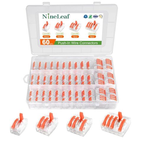 موصلات الأسلاك، اتصال سلك 20PK، موصلات الكابلات الكهربائية السريعة ذات الدفع Nineleaf نطاق العمل بحد أقصى 32 أمبير 600 فولت، موصل سلك 2 دبوس للكابلات من 28 إلى 12awg، 12 14 16 موصلات سلكية قياس in Saudi Arabia