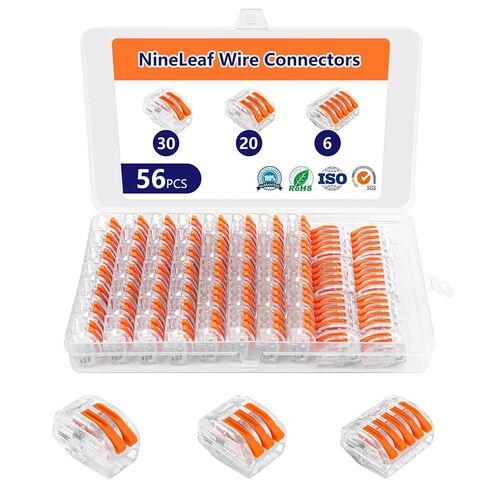 Wire Connectors,20PK Wire Connection,Nineleaf Push Quick Electrical Cable Connectors Working Range Max 32A 600Volt,2 Pin Wire Connector for Cables from 28 to 12awg,12 14 16 Gauge Wire Connectors in Saudi Arabia