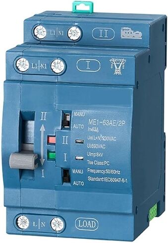 Dual Power 63A 230VAC Automatic Transfer Switch ME1-63AE 2P PC Type DIN-Rail Mounting Blue Housing in Saudi Arabia