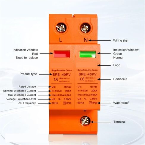 2P 3P 4P 40KA T2 DC SPD Surge Protector 400V 600V 800V 1000V 1200V Protection Protective Low-Voltage Arrester Device(3,500V) in Saudi Arabia