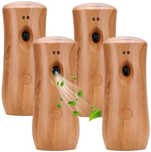 Automatic Air Freshener Spray Dispenser (4-Pack), Free Standing or Wall Mounted Adjustable Aromatherapy Machines for Home, Indoor, Bathrooms, Offices, Hotels and Commercial Places (Wood, 001) in Kuwait