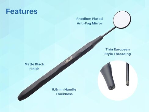 ARTMAN Instruments مرآة أسنان مصنوعة من الفولاذ المقاوم للصدأ بلون أسود غير لامع ومرايا أسنان ذات سطح أمامي ومطلية بالبلازما من الروديوم على الطراز الأوروبي in Kuwait