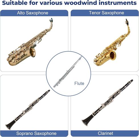 2 Piece Clarinet Saxophone Cleaning Cloth Alto Saxophone Cleaning Kit with Saxophones Cleaning-Cloth Clarinet Swab Cloth Kit for Alto Tenor Sax Flute and other Wind & Woodwind Instruments (Blue) in Saudi Arabia