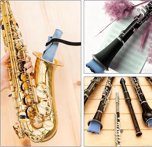 2 Piece Clarinet Saxophone Cleaning Cloth Alto Saxophone Cleaning Kit with Saxophones Cleaning-Cloth Clarinet Swab Cloth Kit for Alto Tenor Sax Flute and other Wind & Woodwind Instruments (Blue) in Saudi Arabia