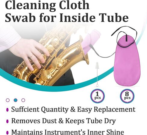 8 Pcs Cleaning Cloth Swab for Inside Tube with Weighted Endpoint and Equipped with a Brush, Cleaning Accessories Suitable for Saxophone, Flute, Piccolo, Clarinet(Purple) in Saudi Arabia