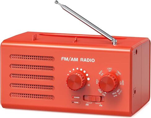 GOODES Portable Radio AM FM ، بطارية راديو الترانزستور تعمل مع أفضل حفل استقبال ، مكبر صوت صاخب ، مقبض ضبط كبير ، مقبس سماعة الرأس ، دعم إمدادات طاقة USB ، مثالية للمنزل/الخارجي/الطوارئ in Kuwait