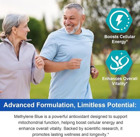 محلول أزرق الميثيلين 1%، قطرات أزرق الميثيلين لصحة الدماغ البشري، الطاقة والدعم المعرفي، قطرات سائلة عالية النقاء، خالية من الفورمالديهايد والكحول، 2 أونصة سائلة in Kuwait