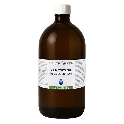 Methylene Blue 5% Solution 33.8 Fl Oz - 1000 ml | Ultra High Purity | USP Pharma Grade Ingredients - Third-Party Tested | Formaldehyde Free | Glass Bottle | Heiltropfen® in Kuwait