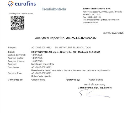 Methylene Blue 5% Solution 33.8 Fl Oz - 1000 ml | Ultra High Purity | USP Pharma Grade Ingredients - Third-Party Tested | Formaldehyde Free | Glass Bottle | Heiltropfen® in Kuwait