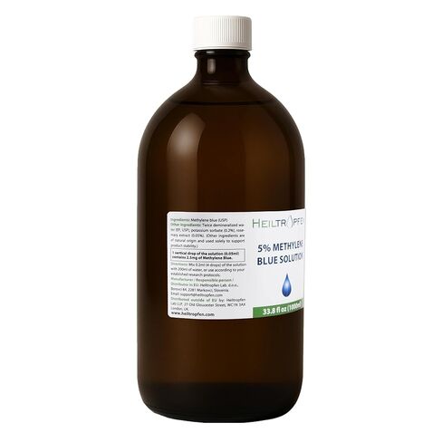 Methylene Blue 5% Solution 33.8 Fl Oz - 1000 ml | Ultra High Purity | USP Pharma Grade Ingredients - Third-Party Tested | Formaldehyde Free | Glass Bottle | Heiltropfen® in Kuwait