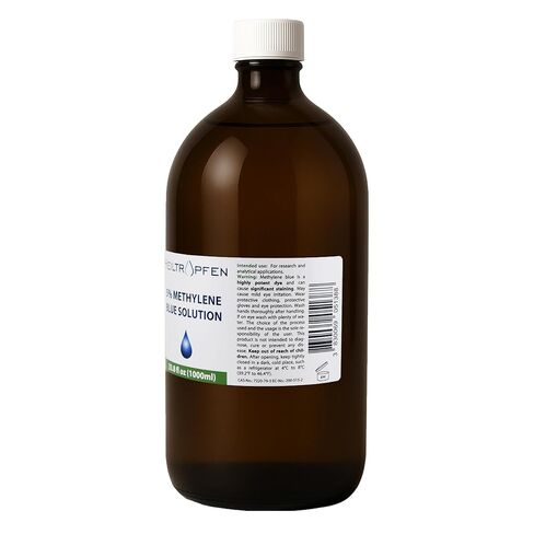 Methylene Blue 5% Solution 33.8 Fl Oz - 1000 ml | Ultra High Purity | USP Pharma Grade Ingredients - Third-Party Tested | Formaldehyde Free | Glass Bottle | Heiltropfen® in Kuwait