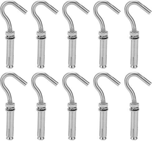 304 Stainless Steel M8 Expansion Hooks 10Pcs Heavy Duty Wall Anchors with Anti Slip Design for Concrete Brick Masonry Rust Proof High Temperature Resistance Silver 100mm Len in Saudi Arabia