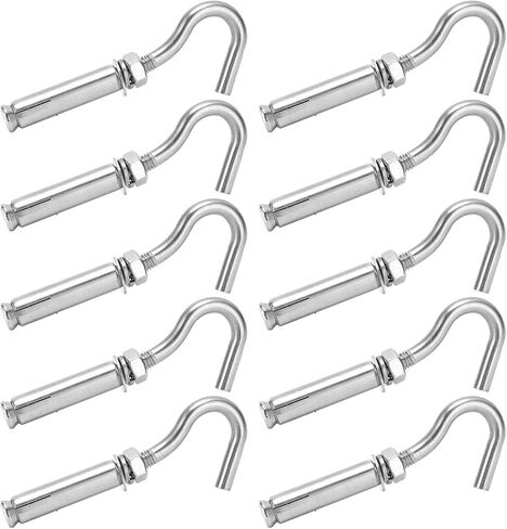 304 Stainless Steel M8 Expansion Hooks 10Pcs Heavy Duty Wall Anchors with Anti Slip Design for Concrete Brick Masonry Rust Proof High Temperature Resistance Silver 100mm Len in Saudi Arabia