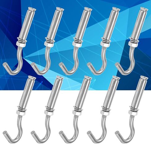 304 Stainless Steel M8 Expansion Hooks 10Pcs Heavy Duty Wall Anchors with Anti Slip Design for Concrete Brick Masonry Rust Proof High Temperature Resistance Silver 100mm Len in Saudi Arabia