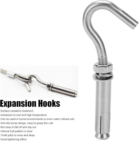 304 Stainless Steel M8 Expansion Hooks 10Pcs Heavy Duty Wall Anchors with Anti Slip Design for Concrete Brick Masonry Rust Proof High Temperature Resistance Silver 100mm Len in Saudi Arabia