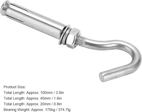 304 Stainless Steel M8 Expansion Hooks 10Pcs Heavy Duty Wall Anchors with Anti Slip Design for Concrete Brick Masonry Rust Proof High Temperature Resistance Silver 100mm Len in Saudi Arabia