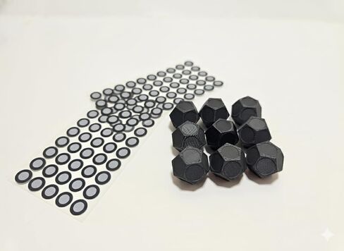 L&D Creations 3D Scanner Markers Set, 9 Pack Flat Black Hexagonal Markers with 100 Reflective Stickers, 6mm x 3mm Magnet Holes, Compatible with Turntables in Kuwait