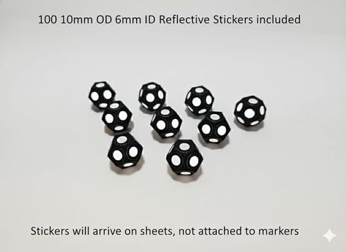 L&D Creations 3D Scanner Markers Set, 9 Pack Flat Black Hexagonal Markers with 100 Reflective Stickers, 6mm x 3mm Magnet Holes, Compatible with Turntables in Kuwait