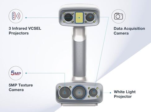 EinScan H2 Hybrid LED ومصدر ضوء الأشعة تحت الحمراء ماسح ضوئي ثلاثي الأبعاد ملون بحافة صلبة إصدار ثلاثي الأبعاد لبرنامج CAD in Kuwait