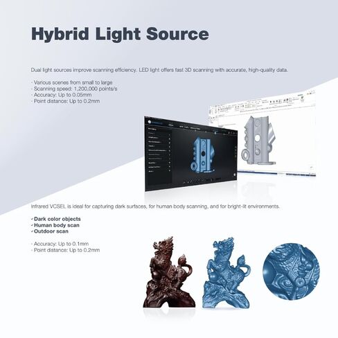 EinScan H2 Hybrid LED ومصدر ضوء الأشعة تحت الحمراء ماسح ضوئي ثلاثي الأبعاد ملون بحافة صلبة إصدار ثلاثي الأبعاد لبرنامج CAD in Kuwait