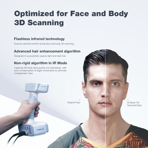 EinScan H2 Hybrid LED ومصدر ضوء الأشعة تحت الحمراء ماسح ضوئي ثلاثي الأبعاد ملون بحافة صلبة إصدار ثلاثي الأبعاد لبرنامج CAD in Kuwait