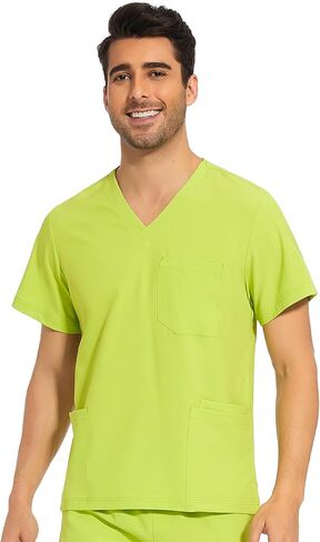 COZYFIT Scrub Top للرجال - مقشر رقبة على شكل حرف V قابل للتمدد مع 3 جيوب، مقشر مضاد للتجاعيد للرجال in Kuwait