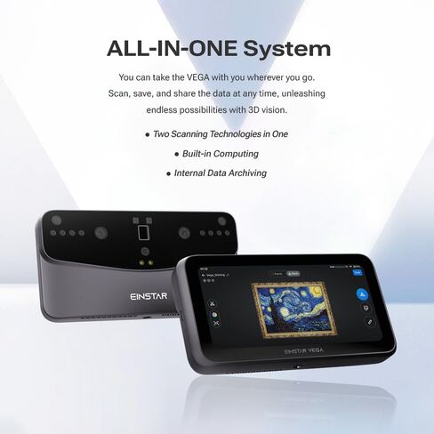 ماسح ضوئي EINSTAR Vega ثلاثي الأبعاد مع حامل ثلاثي الأرجل، ماسح ضوئي لاسلكي محمول ثلاثي الأبعاد بتصميم الكل في واحد، مسح شامل للأشياء، دعم المسح الخارجي، ذاكرة الوصول العشوائي 32 جيجا + 512 جيجا SSD، شاشة لمس AMOLED 2K in Kuwait