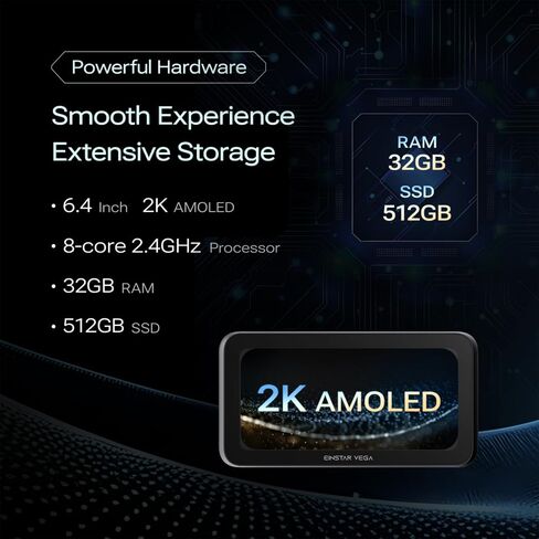 ماسح ضوئي EINSTAR Vega ثلاثي الأبعاد مع حامل ثلاثي الأرجل، ماسح ضوئي لاسلكي محمول ثلاثي الأبعاد بتصميم الكل في واحد، مسح شامل للأشياء، دعم المسح الخارجي، ذاكرة الوصول العشوائي 32 جيجا + 512 جيجا SSD، شاشة لمس AMOLED 2K in Kuwait