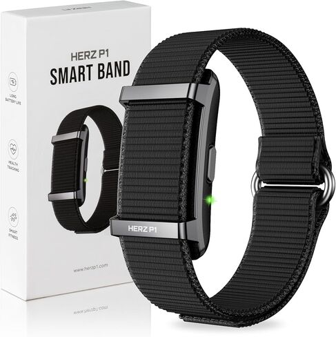 Herz P1 Smart Band Bracelet - Health Wristband Fitness Tracker for Heart Rate, Sleep, Stress, Track Steps, Activity & Body Temperature, 30 Days Battery, Subscription Free App, 1ATM Water Resistant in Kuwait