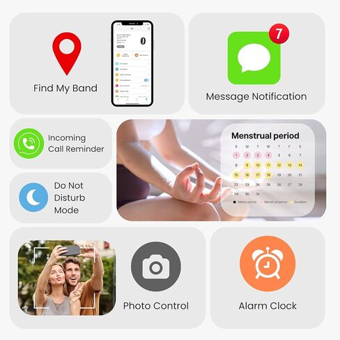 Herz P1 Smart Band Bracelet - Health Wristband Fitness Tracker for Heart Rate, Sleep, Stress, Track Steps, Activity & Body Temperature, 30 Days Battery, Subscription Free App, 1ATM Water Resistant in Kuwait