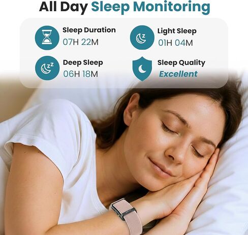 Herz P1 Smart Band Bracelet - Health Wristband Fitness Tracker for Heart Rate, Sleep, Stress, Track Steps, Activity & Body Temperature, 30 Days Battery, Subscription Free App, 1ATM Water Resistant in Kuwait