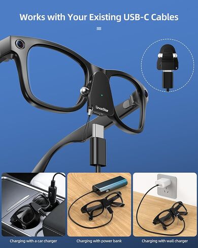 محول شحن متوافق مع نظارات Ray Ban Meta (الجيل 1&2) Wayfarer/Skyler/Headliner وOakley Meta HSTN، موصل شاحن محمول مع منفذ USB C لملحقات نظارات Meta AI الذكية، عبوتان in Kuwait