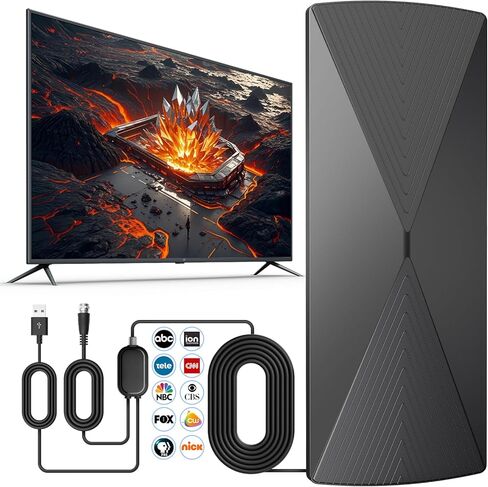 الهوائي التلفزيوني الداخلي ، هوائي Hidemi 400+ Miles طويل المدى للتلفزيون الذكي ، هوائي HD الرقمي لجميع أجهزة التلفزيون يدعم 1080 بكسل 4K in Kuwait