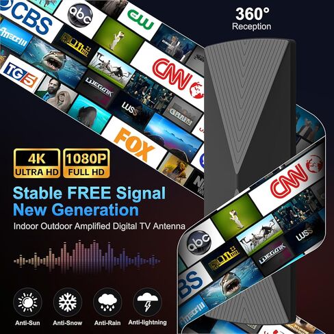 الهوائي التلفزيوني الداخلي ، هوائي Hidemi 400+ Miles طويل المدى للتلفزيون الذكي ، هوائي HD الرقمي لجميع أجهزة التلفزيون يدعم 1080 بكسل 4K in Kuwait