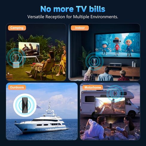 الهوائي التلفزيوني الداخلي ، هوائي Hidemi 400+ Miles طويل المدى للتلفزيون الذكي ، هوائي HD الرقمي لجميع أجهزة التلفزيون يدعم 1080 بكسل 4K in Kuwait