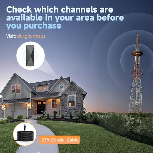 الهوائي التلفزيوني الداخلي ، هوائي Hidemi 400+ Miles طويل المدى للتلفزيون الذكي ، هوائي HD الرقمي لجميع أجهزة التلفزيون يدعم 1080 بكسل 4K in Kuwait