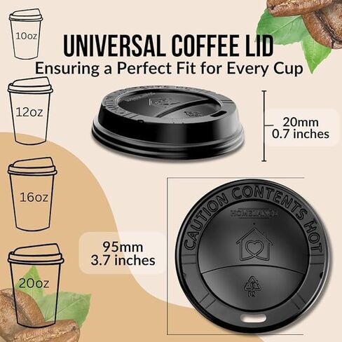 Pack Of 300, Black Disposable Coffee Cup Lids, Coffee Cup Lids 10 oz 12 oz 16 oz 20 oz, Leak-Proof Plastic Coffee Lids, Heat-Resistant & Strong Hot Cup Lid For Coffe Cup For Everyday Convenience in Kuwait