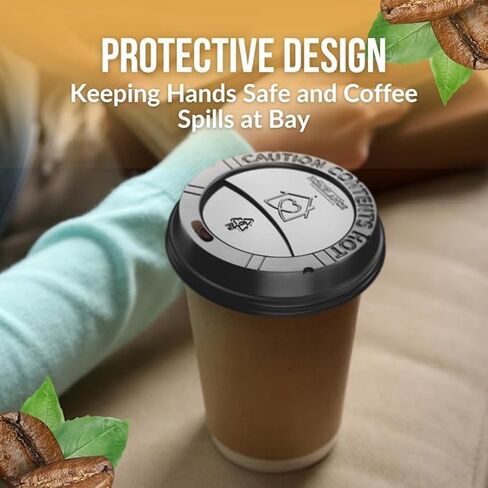 Pack Of 300, Black Disposable Coffee Cup Lids, Coffee Cup Lids 10 oz 12 oz 16 oz 20 oz, Leak-Proof Plastic Coffee Lids, Heat-Resistant & Strong Hot Cup Lid For Coffe Cup For Everyday Convenience in Kuwait