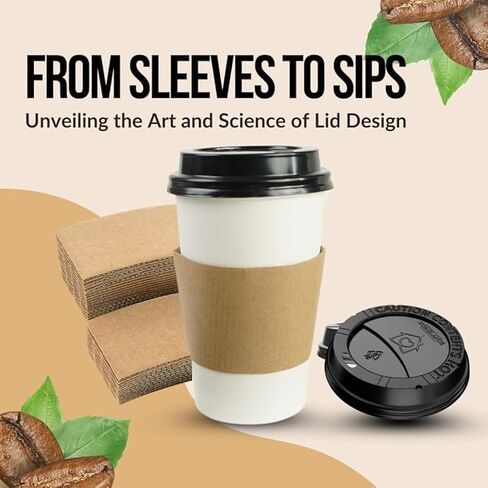 Pack Of 300, Black Disposable Coffee Cup Lids, Coffee Cup Lids 10 oz 12 oz 16 oz 20 oz, Leak-Proof Plastic Coffee Lids, Heat-Resistant & Strong Hot Cup Lid For Coffe Cup For Everyday Convenience in Kuwait