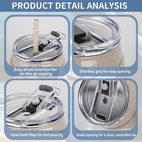 عبوتان من الأغطية البديلة المتوافقة مع تقليل الكوب، غطاء بديل لـ 40 أونصة 50 أونصة، حلقة سيليكون محكمة لمنع التسرب، ملاءمة مثالية بدون رذاذ، أغطية الأكواب متوافقة مع القش in Kuwait