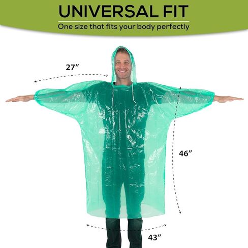 Wealers Rain Poncho Bulk Pack Disposable Ponchos Adults Emergency Raincoat Hood Strings - Pack of 5 in Saudi Arabia