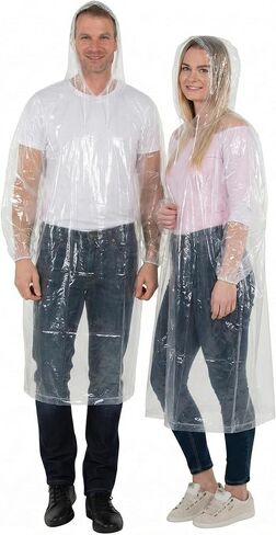 Wealers Rain Poncho Bulk Pack Disposable Ponchos Adults Emergency Raincoat Hood Strings - Pack of 5 in Saudi Arabia