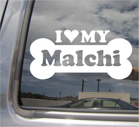 I Heart Love My Malchi - مصمم على شكل عظمة الكلب المالطية تشيهواهوا من سلالات هجينة مختلطة والسيارات والشاحنات وخوذة الدراجة البخارية لركوب الأمواج ولوح التزلج والسيارات والحرف اليدوية والكمبيوتر المحمول من الفينيل ملصق جداري لنافذة المتجر 13606 in Saudi Arabia
