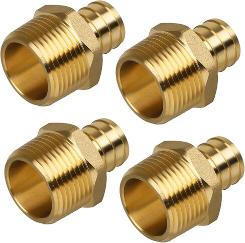 Pex Fittings, 3/4" Male NPT to 3/4" Pex Male Adapter, Heavy-Duty Brass Crimp Fittings for PEX Pipes with Leak-Resistant Construction, NSF & UPC Certified, 4 Pack in Kuwait