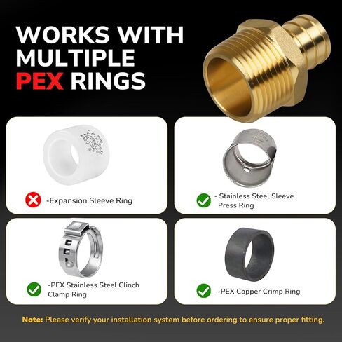 Pex Fittings, 3/4" Male NPT to 3/4" Pex Male Adapter, Heavy-Duty Brass Crimp Fittings for PEX Pipes with Leak-Resistant Construction, NSF & UPC Certified, 4 Pack in Kuwait