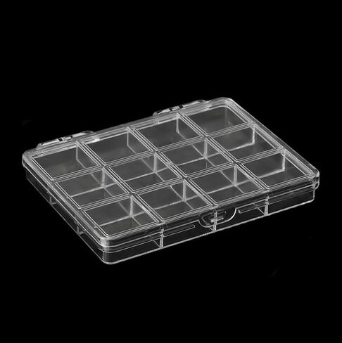 12 شبكات مربع منظم البلاستيك الصافي ، حاوية تخزين مجوهرات مربع الشفافة البلاستيكية ديكورات فنية الأظافر الحاوية لأقراط راينستون بريق الكريستال. in Kuwait