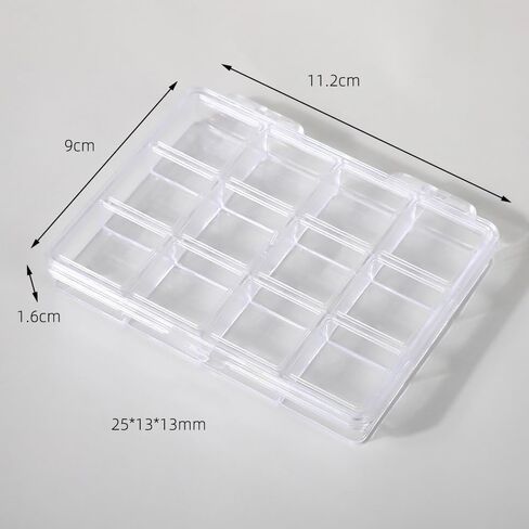 12 شبكات مربع منظم البلاستيك الصافي ، حاوية تخزين مجوهرات مربع الشفافة البلاستيكية ديكورات فنية الأظافر الحاوية لأقراط راينستون بريق الكريستال. in Kuwait